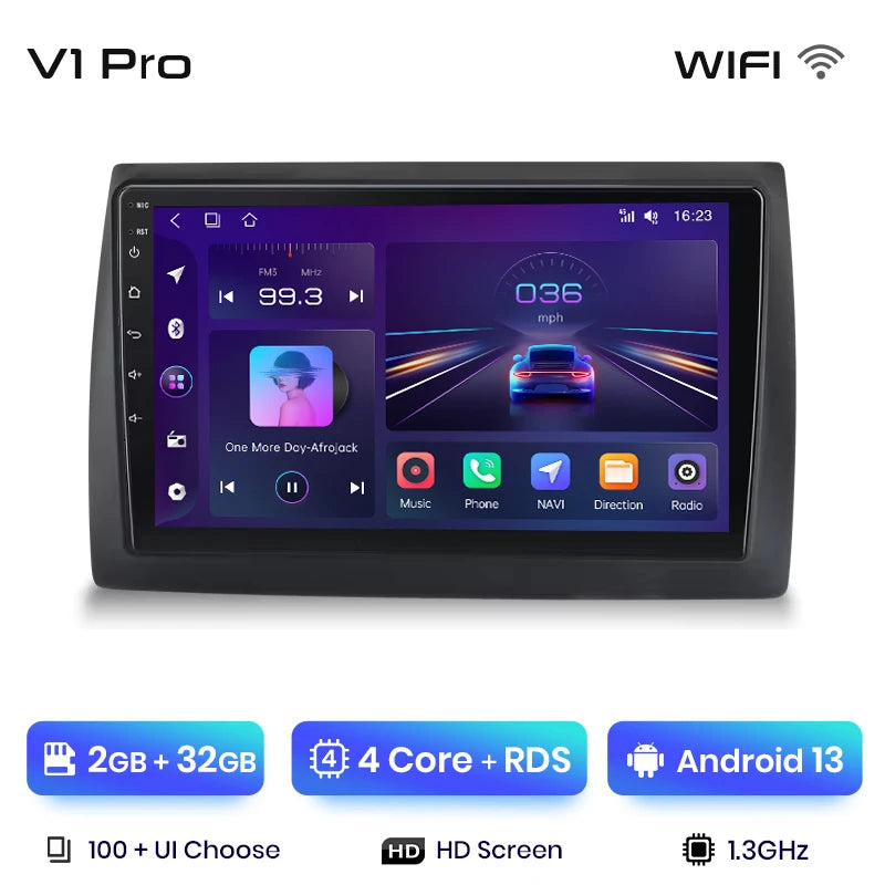 Junsun V1 Plus Autoradio für Fiat Stilo 2001–2010, kabelloses CarPlay, Android Auto, intelligente Autosysteme, keine 2 Din, 2 Din DVD 