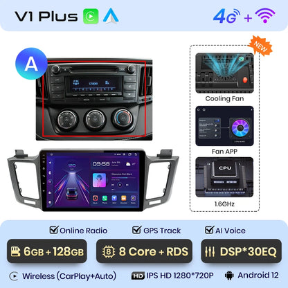 Junsun V1pro AI Voice 2 din Android Auto Radio para Toyota RAV4 RAV 4 2012 - 2018 Carplay 4G coche Multimedia GPS 2din autoradio 