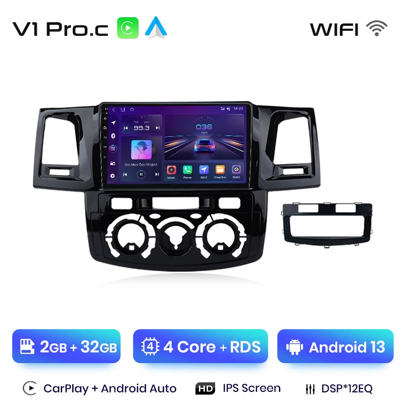 Radio Junsun V1 Plus para Toyota Fortuner, Hilux, Revo, Vigo (2007-2015), inalámbrica, CarPlay, Android Auto, 2 DIN, DVD. 