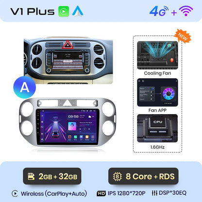 Junsun V1pro AI Voice 2 DIN Android Auto Radio para VW Volkswagen Tiguan 1 NF 2006-2016 Carplay Car Multimedia GPS 2 DIN autorradio 