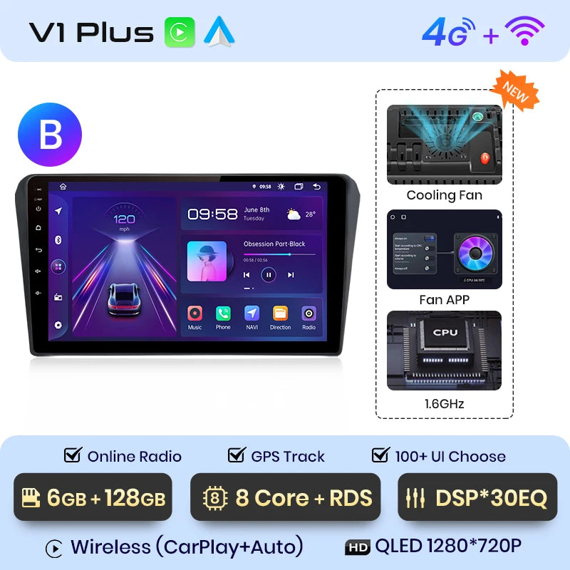 Junsun V1pro AI Voice 2 DIN Android Auto Radio para Toyota Avensis T25 2002-2008 Carplay Car Multimedia GPS 2 DIN autorradio 