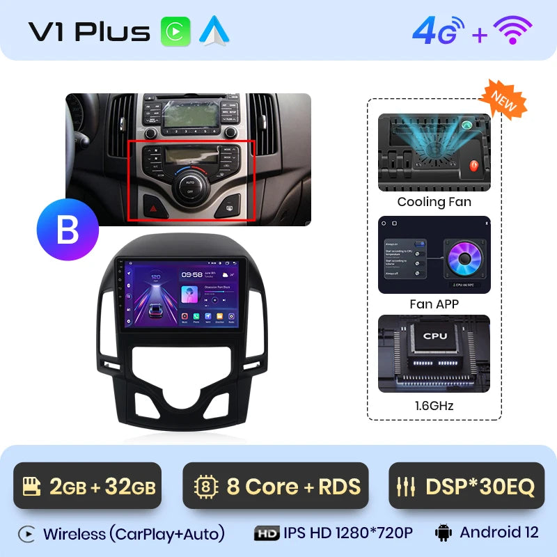 Junsun V1 AI Stimme Drahtlose CarPlay Android Auto Radio Für Hyundai I30 2006-2011 4G Auto Multimedia GPS 2din autoradio 