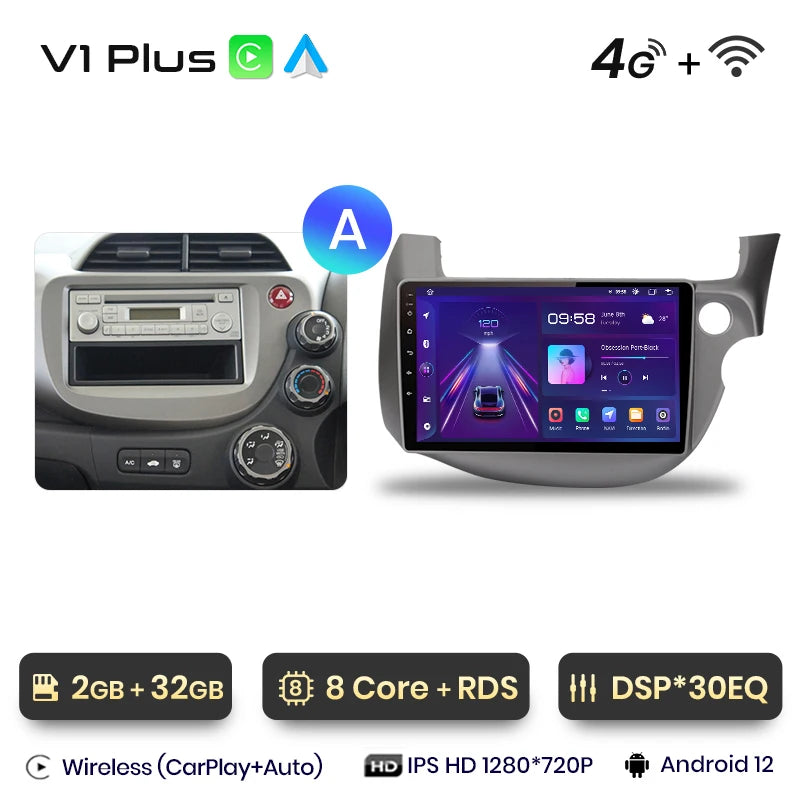 Junsun V1pro Android 10 AI Voice 4G Carplay RDS Car Radio Multimedia GPS For HONDA FIT JAZZ 2007-2013 2din autoradio bluetooth