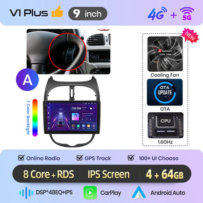 Junsun Wireless CarPlay Car Radio For Peugeot 206 2001 2002 2003 2004-2008 Android Multimedia