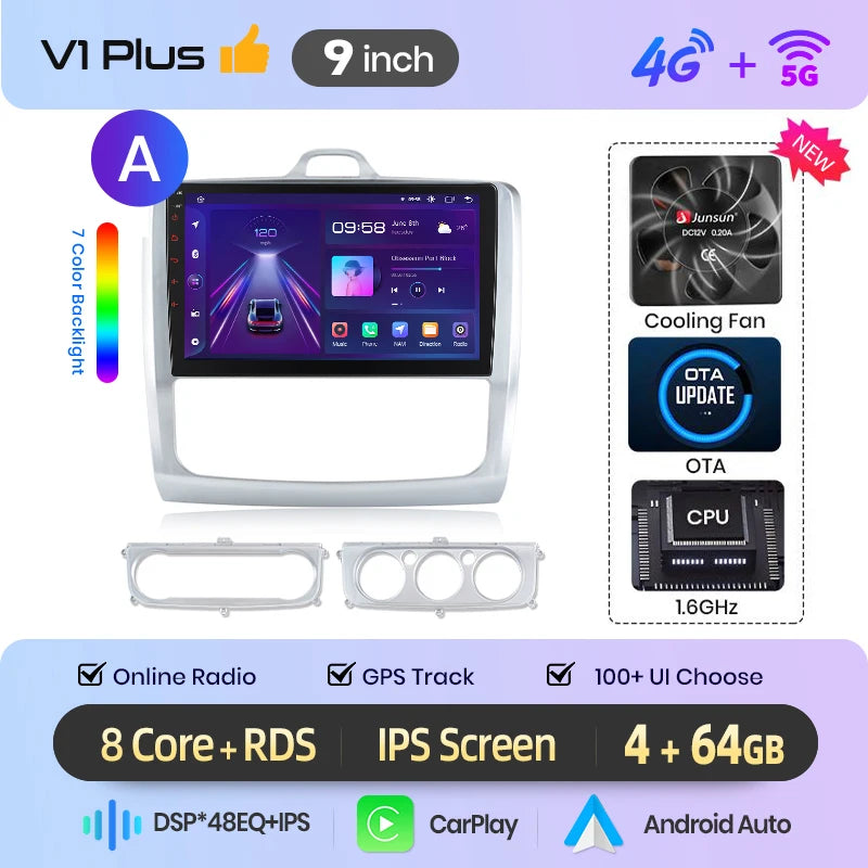 Junsun Wireless CarPlay Car Radio For Ford Focus 2 2004 2005 2006 2007-2011 Android Multimedia