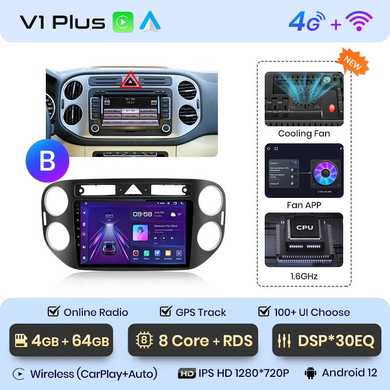Junsun V1pro AI Voice 2 DIN Android Auto Radio para VW Volkswagen Tiguan 1 NF 2006-2016 Carplay Car Multimedia GPS 2 DIN autorradio 