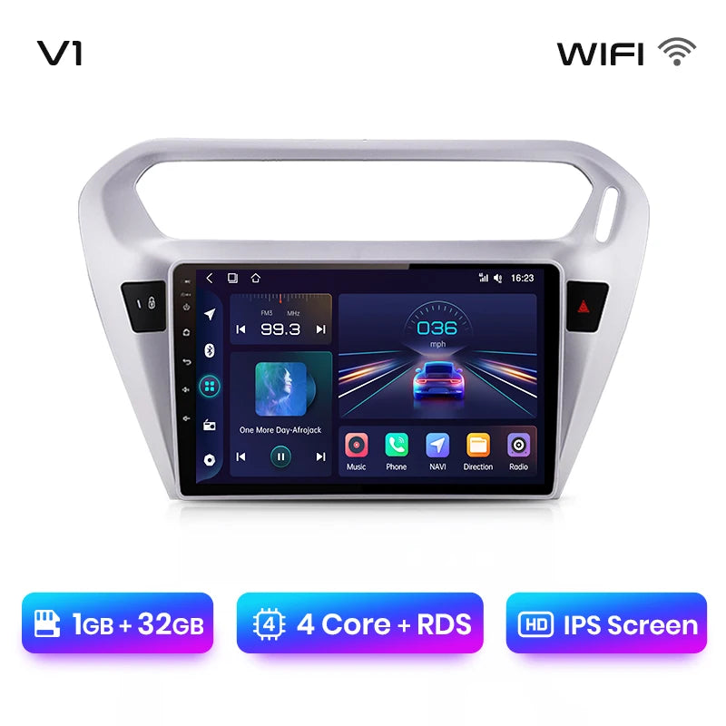 Radio Junsun V1 Plus para Peugeot 301 y Citroën Elysee (2013-2018), inalámbrica, CarPlay, Android Auto, 2 DIN, DVD. 