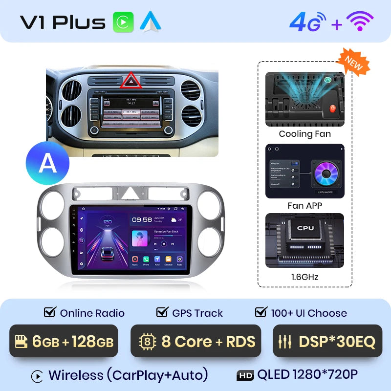 Junsun V1pro AI Voice 2 DIN Android Auto Radio para VW Volkswagen Tiguan 1 NF 2006-2016 Carplay Car Multimedia GPS 2 DIN autorradio 