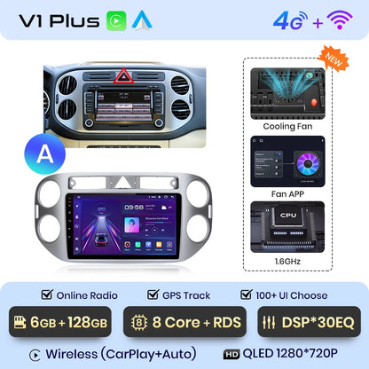 Junsun V1pro AI Voice 2 DIN Android Auto Radio para VW Volkswagen Tiguan 1 NF 2006-2016 Carplay Car Multimedia GPS 2 DIN autorradio 