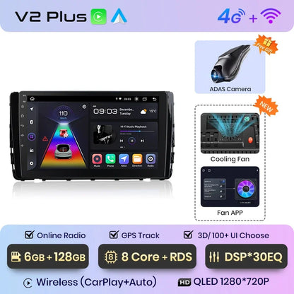 Junsun CarPlay inalámbrico Android Auto Radio para VW VILORAN SAGITAR TAYRON T-ROC 2021 Sistemas inteligentes para coche RDS BT WiFi 2 DIN 