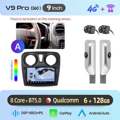 Junsun Wireless CarPlay Car Radio For Renault Logan 2 Sandero 2014 2015 2016-2019 Android Multimedia
