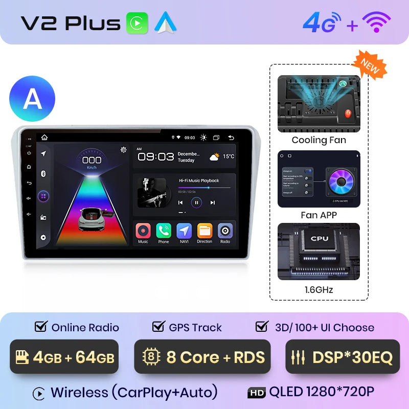 Junsun V1pro AI Voice 2 DIN Android Auto Radio para Toyota Avensis T25 2002-2008 Carplay Car Multimedia GPS 2 DIN autorradio 
