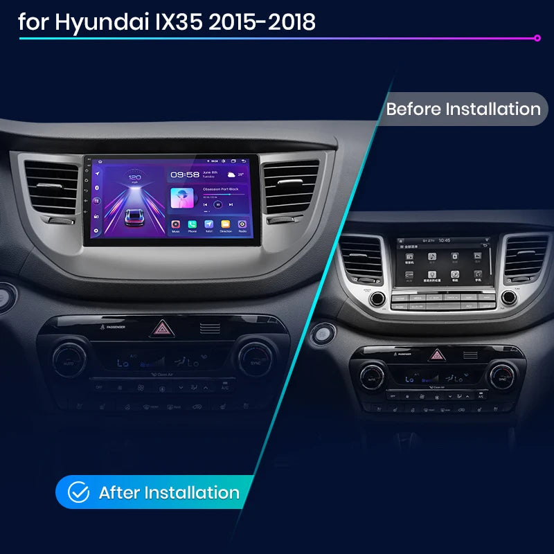 Junsun V1pro Wireless CarPlay Android Auto Radio For Hyundai IX35 Tucson 3 2015-2018 4G Car Multimedia GPS 2din autoradio