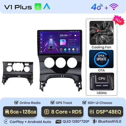 Radio Junsun V1 Plus para Peugeot 3008 2009-2015 con CarPlay inalámbrico, Android Auto, sistema inteligente para coche, 2 DIN, DVD. 