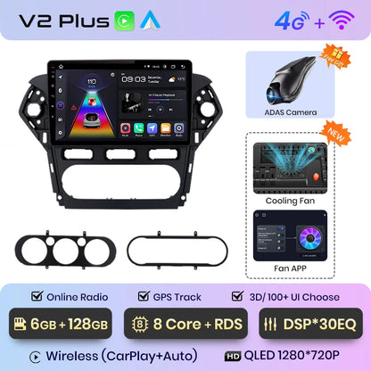 Junsun V1 AI Voice Wireless CarPlay Android Auto Radio For Ford Mondeo 4 mk4 2010-2013 2014 4G Car Multimedia GPS 2din autoradio
