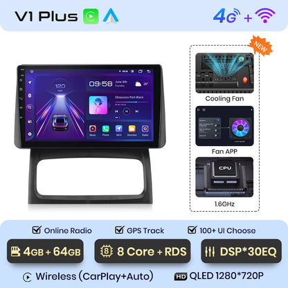 Junsun V1 Plus AI Voice - Radio inalámbrica Android para Renault Clio Campus 2009, Carplay 4G, GPS, 2 DIN 