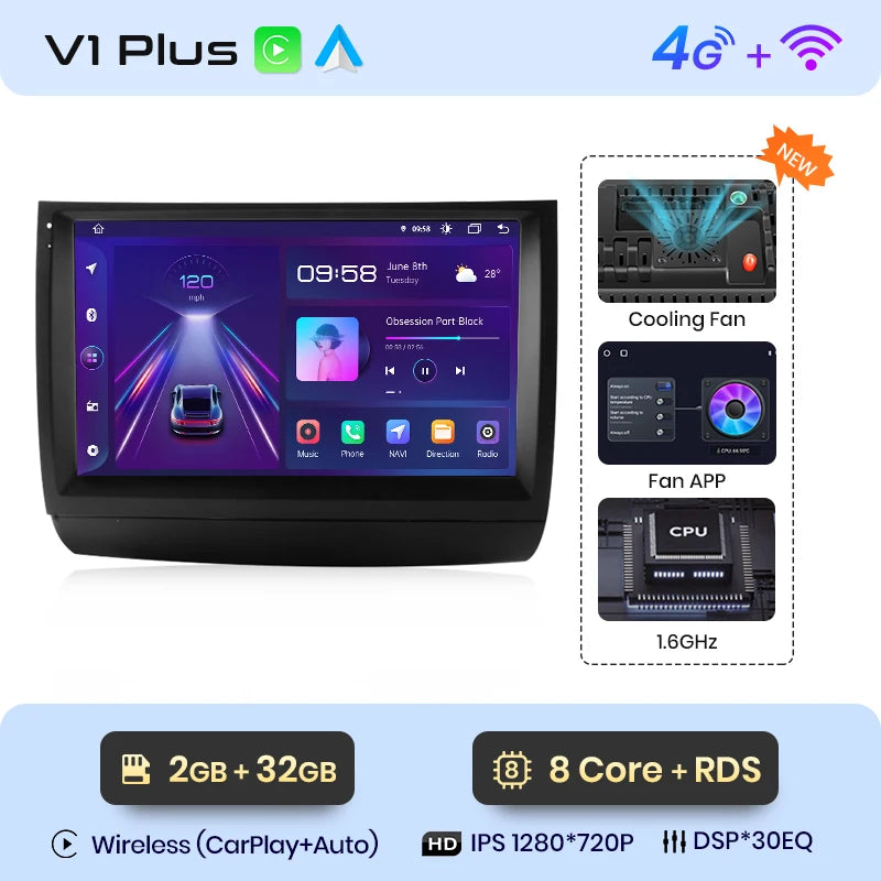 Junsun V1pro AI Voice Android Auto Radio para Toyota Prius 20 2002-2009 Carplay Car Multimedia GPS 2DIN autorradio 