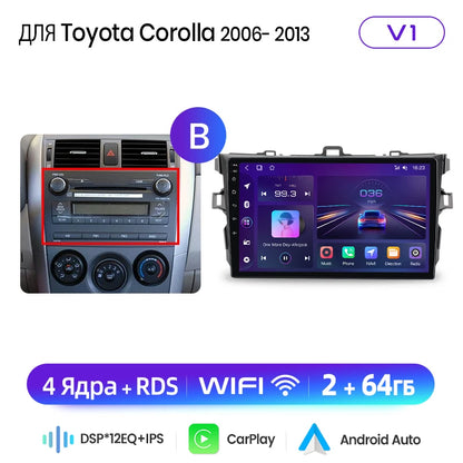 Junsun AI Wireless CarPlay Android Auto Car Radio For Toyota Corolla E140 E150 2006 2007-2013 4G GPS Smart Intelligent Systems