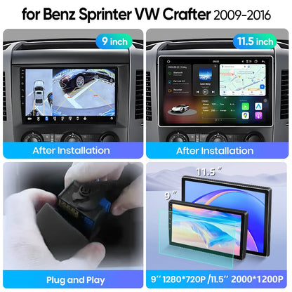 Junsun Wireless CarPlay Car Radio For Benz Sprinter VW Crafter 2009 2010-2016 Android Multimedia