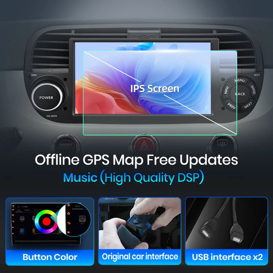 Junsun Wireless CarPlay Car Radio for Fiat 500 2007 2008 2009 2010-2015 Android Multimedia