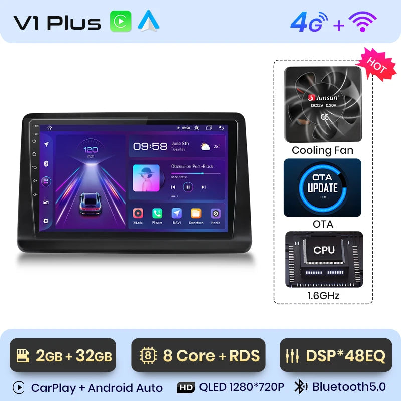 Junsun V1 Plus Car Radio For Mitsubishi Pajero 2 V20 V30 V40 1991 - 2004 wireless CarPlay Android Auto No 2 din 2din DVD