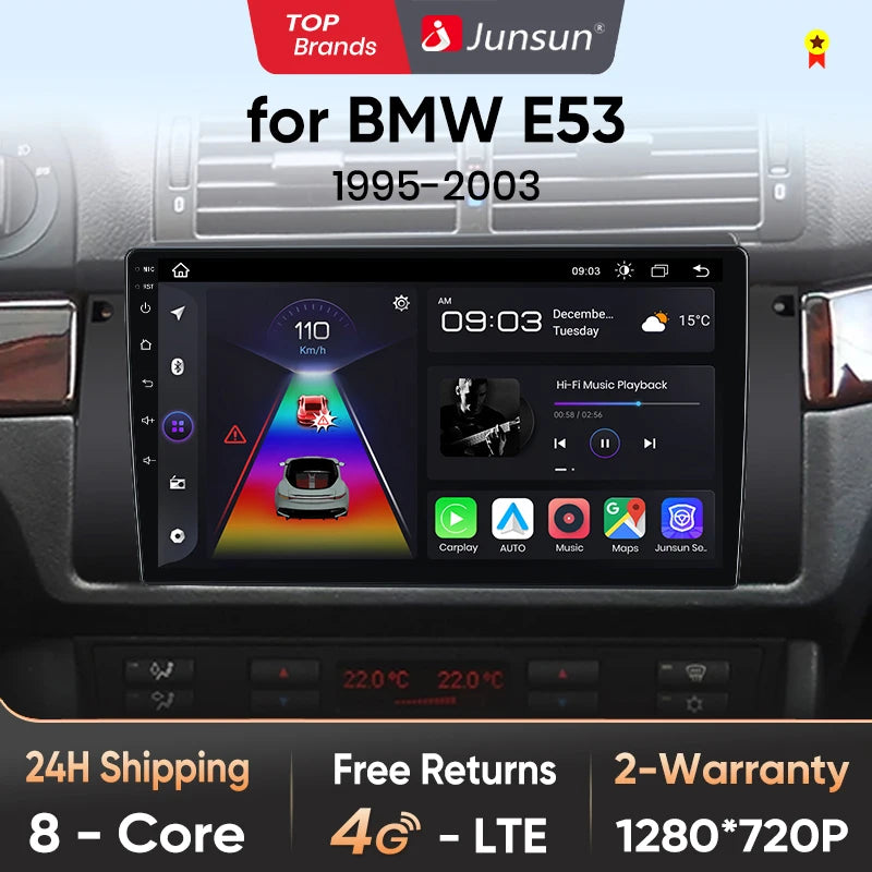 Junsun V1 Plus AI Voice Android Auto Radio For BMW E53 Carplay 4G Car Multimedia GPS 2din autoradio