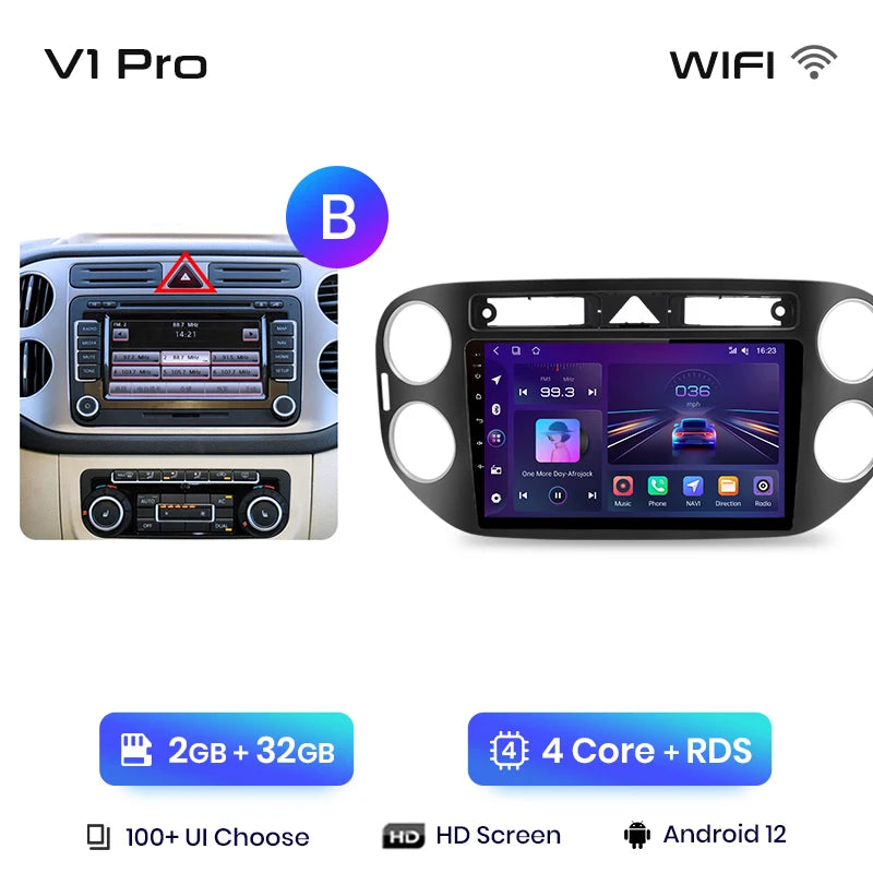 Junsun V1pro AI Voice 2 DIN Android Auto Radio para VW Volkswagen Tiguan 1 NF 2006-2016 Carplay Car Multimedia GPS 2 DIN autorradio 