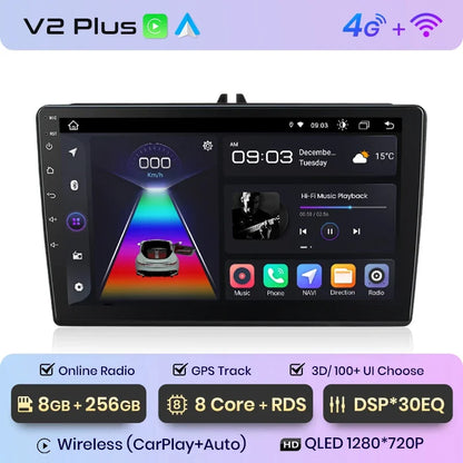 Junsun CarPlay inalámbrico Android Auto Radio para VW Tiguan Touran Caddy Passat Seat 2009 Sistemas inteligentes para coche RDS BT WiFi 2 DIN 