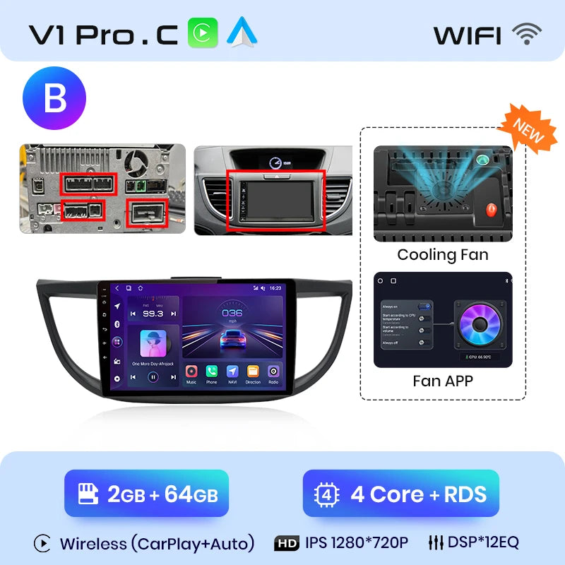 Junsun V1pro AI Voice 2 din Android Auto Radio para Honda CRV CR-V 2012-2016 Carplay coche Multimedia GPS 2din autoradio 