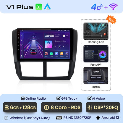 Radio Junsun V1pro con Android 10,0, 2DIN, 4G, GPS, Carplay, para Subaru Forester 3 SH Impreza 2007-2013 