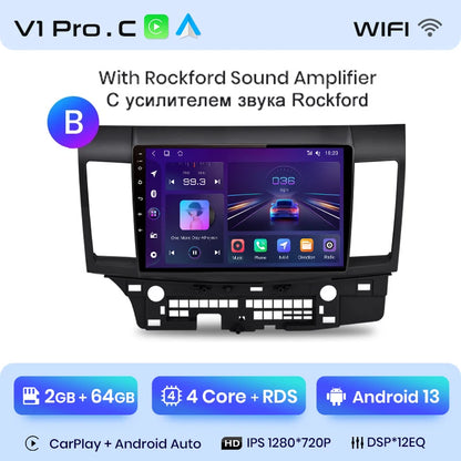 Radio Junsun para coche Mitsubishi Lancer 2007-2013 con CarPlay inalámbrico, Android Auto, sistema inteligente para coche, 2 DIN, DVD. 