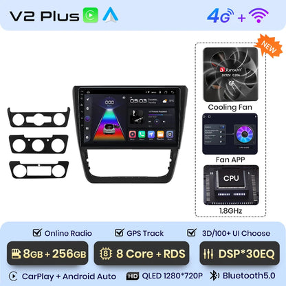 Radio Junsun V1 Plus para coche SKODA Yeti 5L 2009-2014 con CarPlay inalámbrico, Android Auto, sistema inteligente para coche, 2 DIN, DVD. 