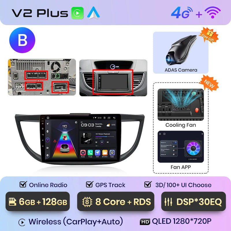 Junsun V1pro AI Voice 2 din Android Auto Radio para Honda CRV CR-V 2012-2016 Carplay coche Multimedia GPS 2din autoradio 