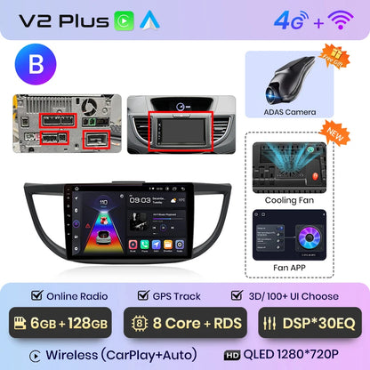 Junsun V1pro AI Voice 2 din Android Auto Radio para Honda CRV CR-V 2012-2016 Carplay coche Multimedia GPS 2din autoradio 