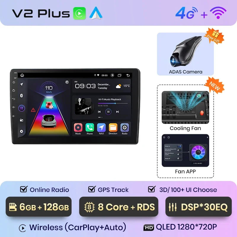 Radio Junsun CarPlay inalámbrica Android Auto para Volkswagen TOUAREG 2003 2004 2005-2010 con sistemas inteligentes RDS BT WiFi 2 DIN 