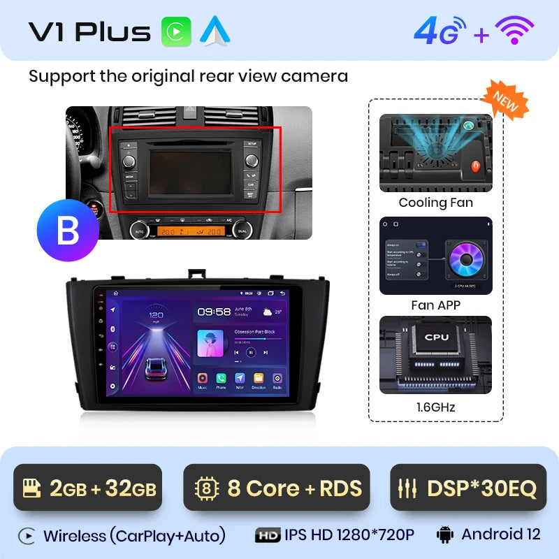 Junsun V1pro AI Voice 2 din Android Auto Radio For Toyota Avensis T27 2008-2015 Carplay 4G Car Multimedia GPS 2din autoradio