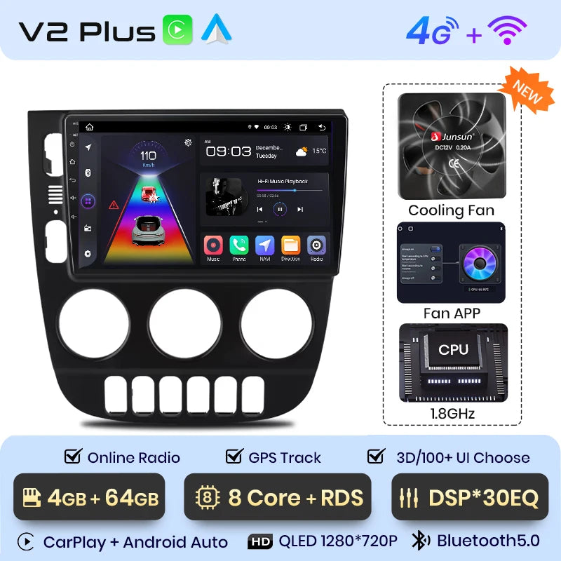 Radio Junsun V1 Plus para Mercedes Benz Clase M W163 ML (1998-2006), inalámbrica, CarPlay, Android Auto, 2 DIN, DVD. 