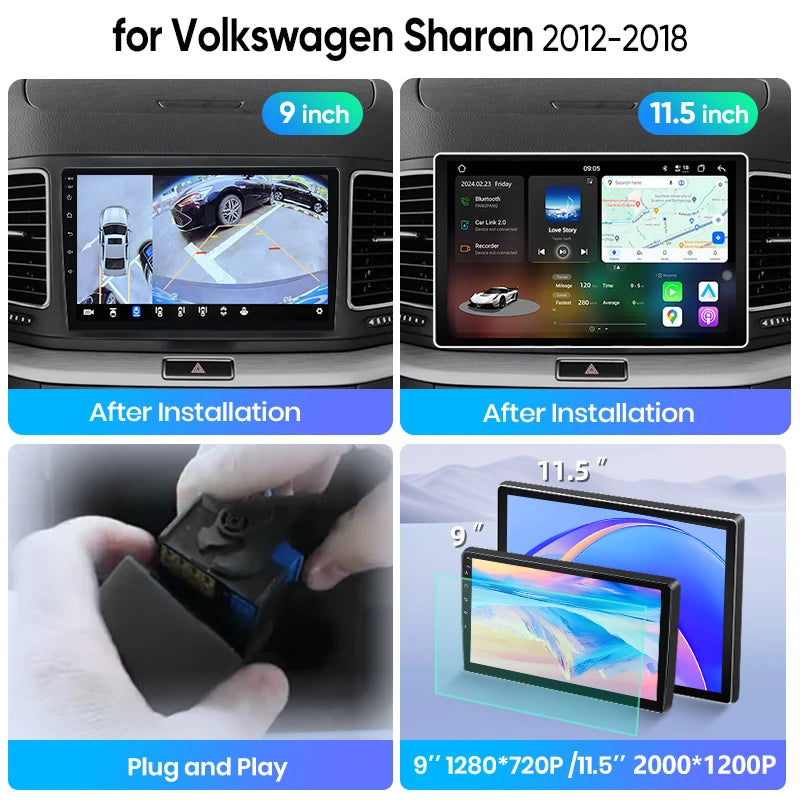 Junsun Wireless CarPlay Car Radio For Volkswagen VW Sharan SEAT Alhambra 7N 2012-2018 Android Multimedia