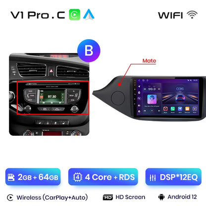 Junsun V1pro AI Voice 2 DIN Android Auto Radio para KIA CEED JD Cee'd 2012-2018 Carplay Car Multimedia GPS 2 DIN autorradio 