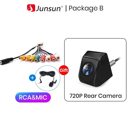Cable adaptador de entrada auxiliar con salida RCA para radio estéreo de coche Junsun con micrófono, accesorios para coche 