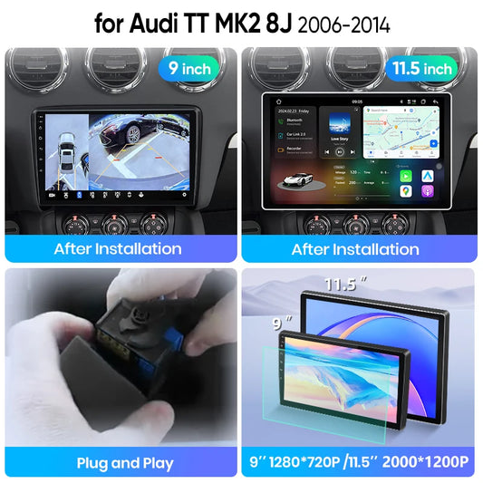 Junsun Wireless CarPlay Car Radio For Audi TT MK2 8J 2006-2014 Android Multimedia