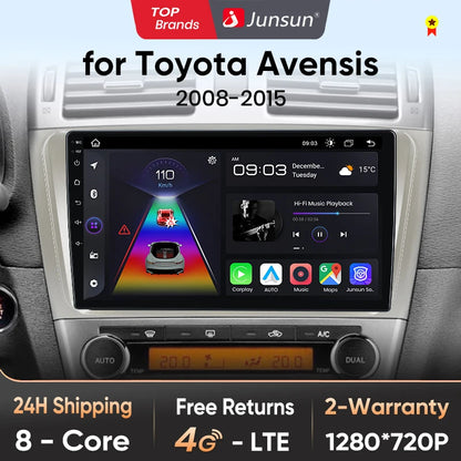 Radio Junsun V1 con CarPlay inalámbrico y Android Auto para Toyota Avensis T27 (2008-2015), GPS, sistemas inteligentes para coche, autorradio inteligente. 