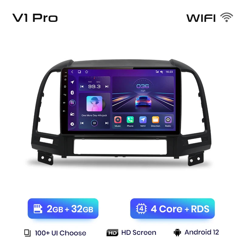 Junsun V1pro AI Stimme 2 din Android Auto Radio Für Hyundai Santa Fe 2 2006-2012 Carplay 4G Auto Multimedia GPS 2din autoradio 