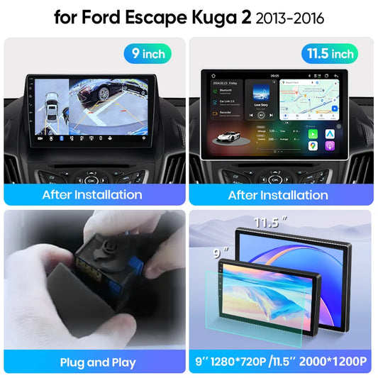 Junsun Wireless CarPlay Car Radio For Ford Escape Kuga 2 2013 2014 2015 2016 Android Multimedia