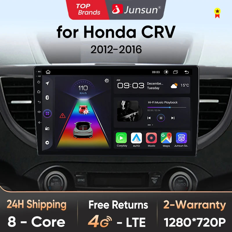 Junsun V1pro AI Voice 2 din Android Auto Radio For Honda CRV CR-V 2012-2016 Carplay Car Multimedia GPS 2din autoradio