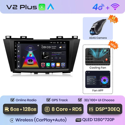 Junsun V1 AI Voice - Radio inalámbrica CarPlay Android para coche, GPS, 2DIN, 4G, para Mazda 5 (2010-2015) 