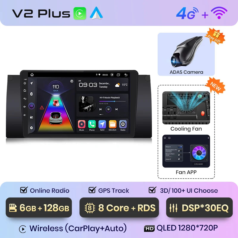 Junsun V1 Plus AI Voice Android Auto Radio para BMW E53 Carplay 4G Car Multimedia GPS 2DIN Autoradio 