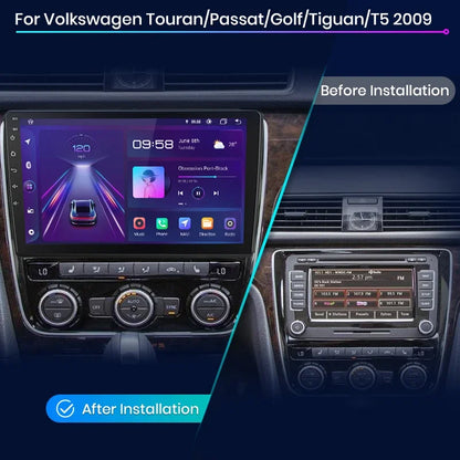 Junsun CarPlay inalámbrico Android Auto Radio para VW Tiguan Touran Caddy Passat Seat 2009 Sistemas inteligentes para coche RDS BT WiFi 2 DIN 