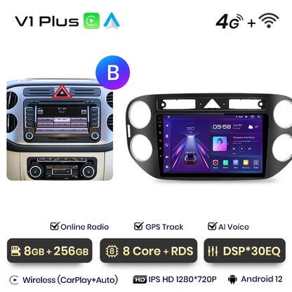 Junsun V1pro AI Voice 2 DIN Android Auto Radio para VW Volkswagen Tiguan 1 NF 2006-2016 Carplay Car Multimedia GPS 2 DIN autorradio 