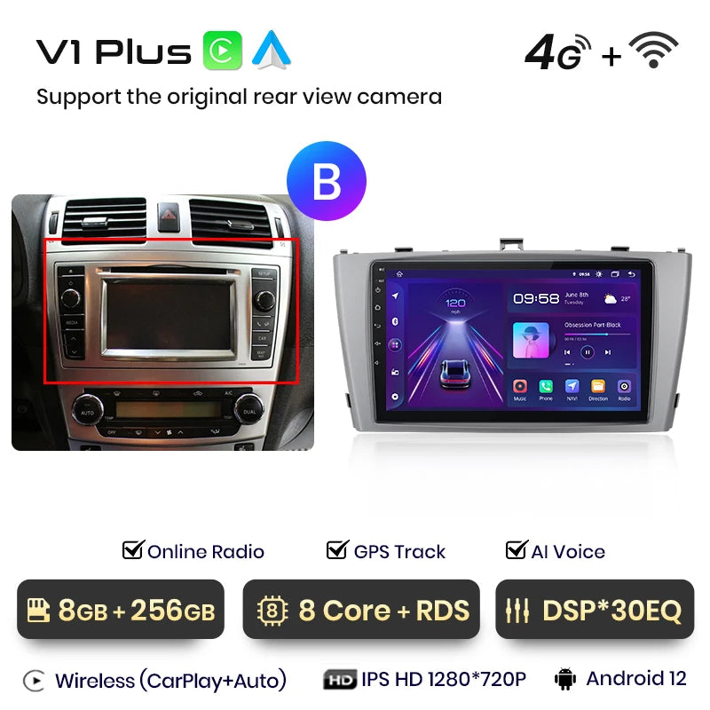 Radio Junsun V1 con CarPlay inalámbrico y Android Auto para Toyota Avensis T27 (2008-2015), GPS, sistemas inteligentes para coche, autorradio inteligente. 